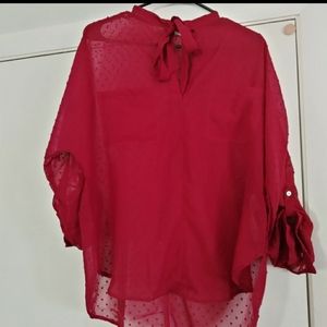 🌟BOGO $15&👇🌟3/4 red Abercrombie blouse
